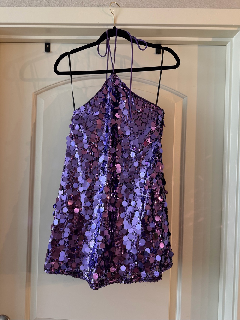 Princess Polly Purple Sequin Halter Party Top